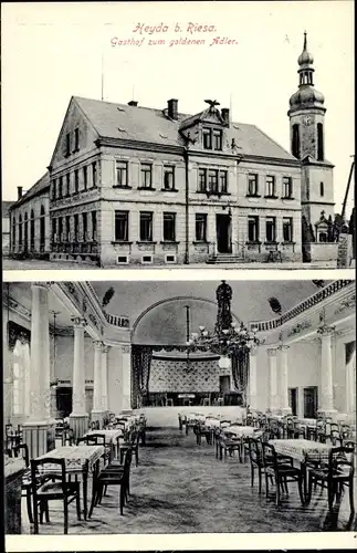 Ak Heyda Hirschstein Sachsen, Gasthof zum goldenen Adler, Saal