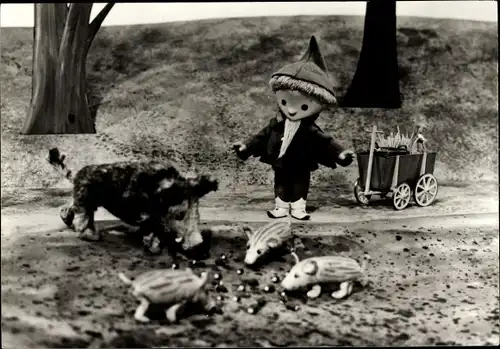 Ak Unser Sandmännchen, Sandmann, DDR Kinderfernsehen, Wildschweine, 09152