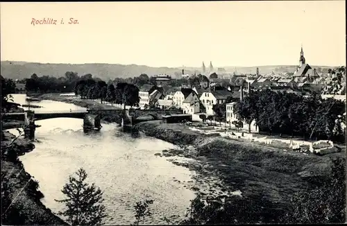 Ak Rochlitz an der Mulde, Panorama vom Ort