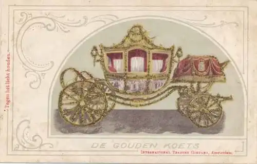 Glitzer Passepartout Ak Goldene Kutsche der niederländischen Königsfamilie, Wappen