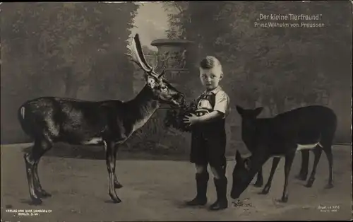 Ak Der kleine Tierfreund, Erbprinz Wilhelm von Preußen, Rehe, Liersch 1952