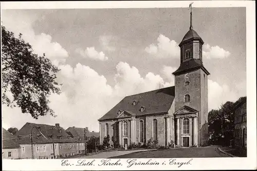 Ak Grünhain Beierfeld im Erzgebirge Sachsen, Ev. Luth. Kirche