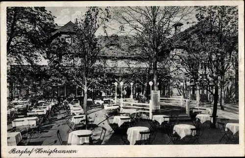 Ak Löbau in Sachsen, Berghof Honigbrunnen, Terrasse