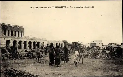 Ak Djibouti Dschibuti, Le marché Somali, Holzmarkt, Kamel