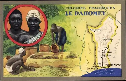 Landkarten Ak Porto Novo Dahomey Benin, Nigeria, Togo, Afrikaner