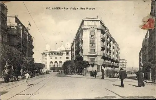 Ak Algier Alger Algerien, Rue d'Isly et Rue Monge