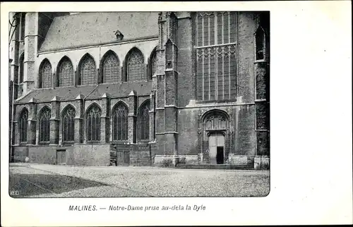 Ak Mechelen Malines Flandern Antwerpen, Notre Dame prise au dela la Dyle