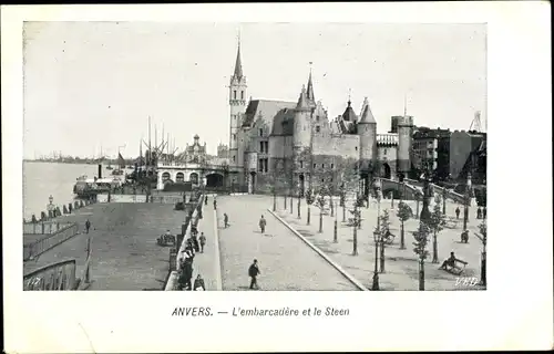 Ak Antwerpen Anvers Flandern, L'embarcadère et le Steen