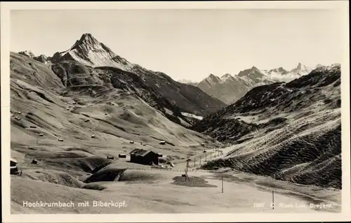 Ak Hochkrumbach Warth in Vorarlberg, Panorama vom Ort u. Biberkopf
