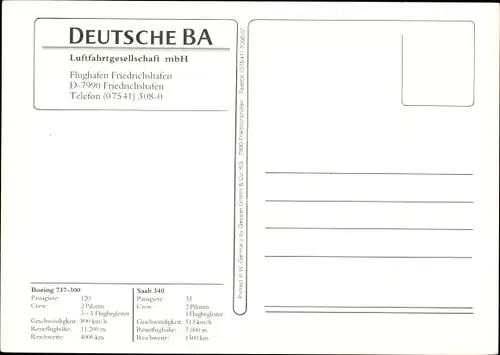 Ak Boeing 737-300, Saab 340, Deutsche BA, Passagierflugzeuge