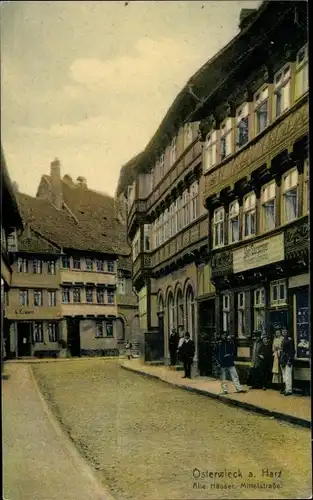 Ak Osterwieck in Sachsen Anhalt, Alte Häuser, Mittelstraße, Geschäft