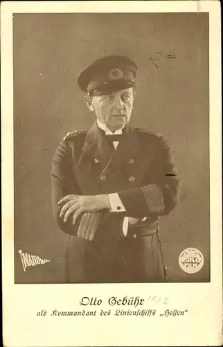 Ak Schauspieler Otto Gebühr, Portrait als Kommandant des Linienschiffs Hessen
