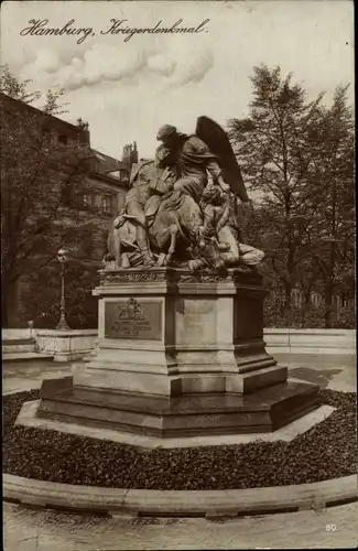 Ak Hamburg Mitte Altstadt, Kriegerdenkmal, Totalansicht, Inschrift, Bäume