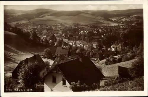 Ak Olbernhau im Erzgebirge Sachsen, Panorama vom Ort, Talblick, Hügellandschaft