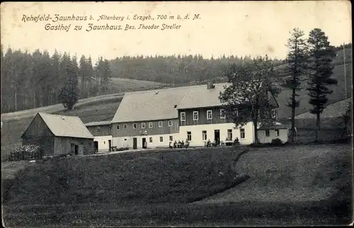 Ak Rehefeld Zaunhaus Altenberg im Erzgebirge, Gasthof zu Zaunhaus, Gesamtansicht