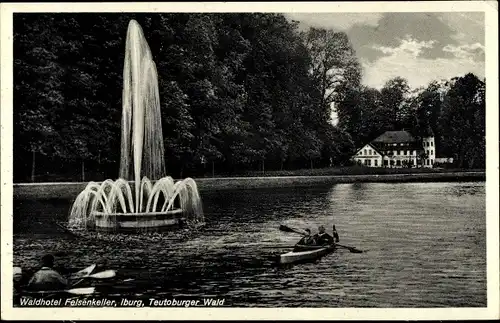 Ak Bad Iburg in Niedersachsen, Waldhotel Felsenkeller, Fotäne