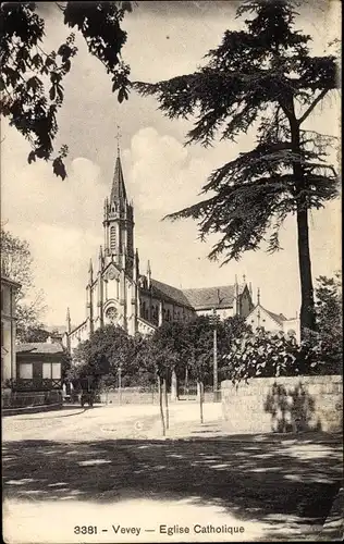 Ak Vevey Kt. Waadt Schweiz, Église Catholique