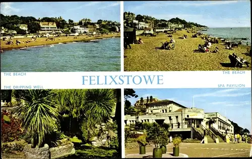 Ak Felixstowe Suffolk England, Beach, Dripping Well, Spa Pavillon