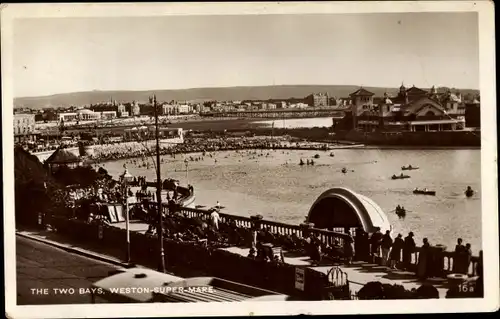 Ak Weston super Mare North Somerset England, The Two Bays