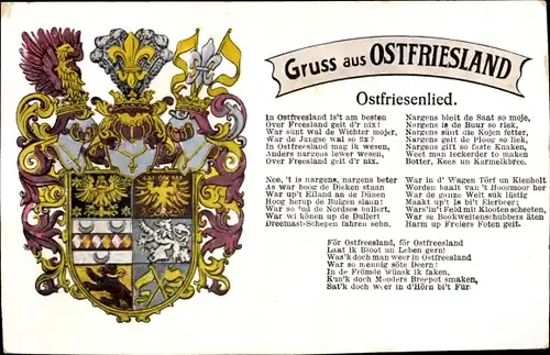 Ak Ostfriesland, Ostfriesenlied, Wappen