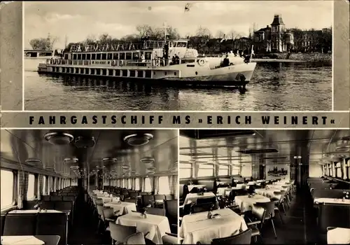 Ak Fahrgastschiff MS Erich Weinert, Weiße Flotte, Innenansicht