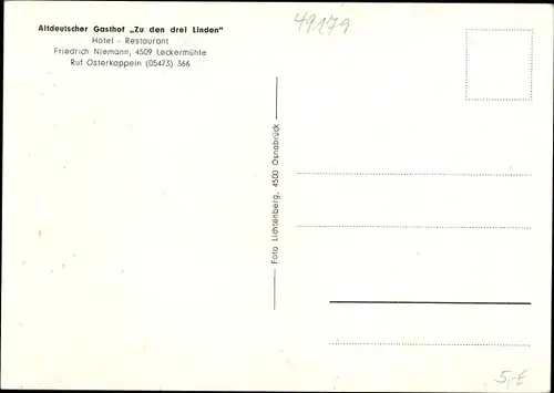 Ak Ostercappeln in Niedersachsen, Altdeutscher Gasthof zu den drei Linden