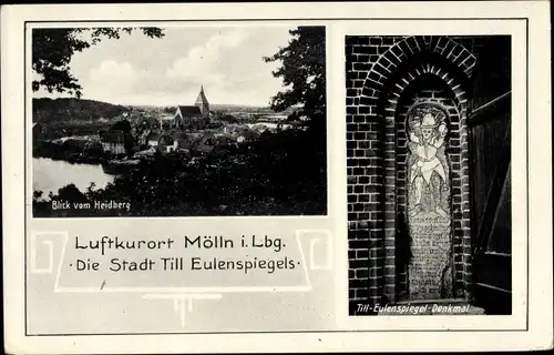 Ak Mölln in Schleswig Holstein, Panorama, Till Eulenspiegel Denkmal
