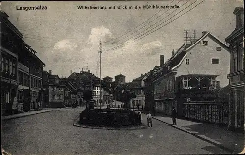 Ak Bad Langensalza in Thüringen, Wilhelmsplatz, Mühlhäuser Straße