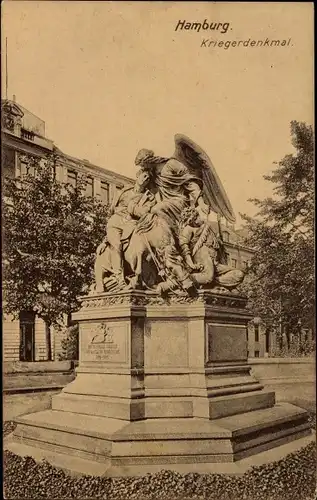 Ak Hamburg Mitte Altstadt, Kriegerdenkmal, Totalansicht, Inschrift, Bäume