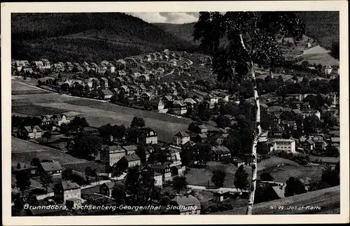 Ak Sachsenberg Georgenthal Klingenthal im Vogtland, Brunndöbra, Totalansicht der Orte, Talblick