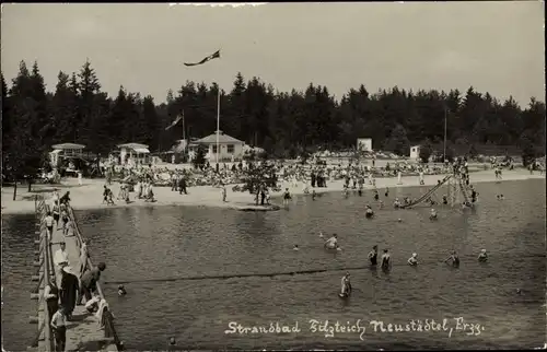 Ak Neustädtel Schneeberg im Erzgebirge, Strandbad Filzteich