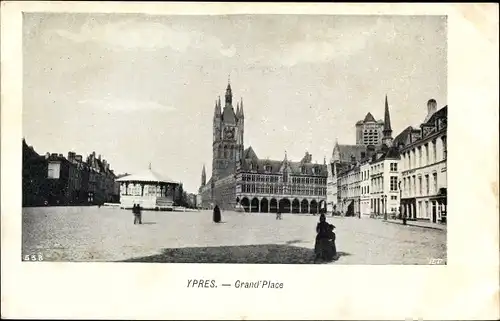 Ak Ypres Westflandern, Grand' Place