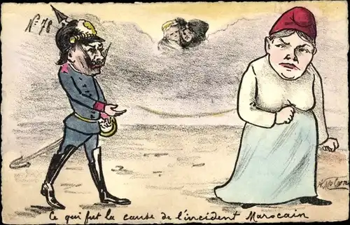 Künstler Ak L'incident marocain, Marokkokrise, Kaiser Wilhelm II.