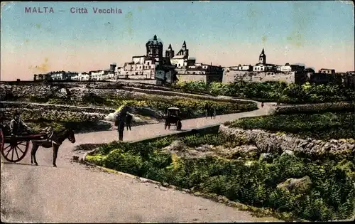 Ak Valletta Malta, Panorama der Altstadt