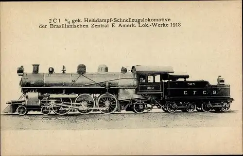 Ak Brasilianische Eisenbahn, Dampflok, 2C1 3/6 gek. Heißdampf Schnellzug Lok, 383