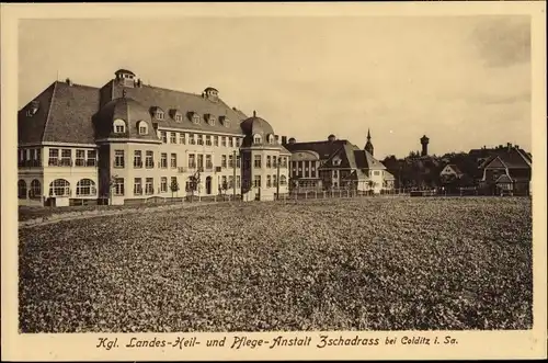 Ak Zschadraß Colditz in Sachsen, Kgl. Landes Heil- u. Pflegeanstalt, Gesamtansicht, Wasserturm