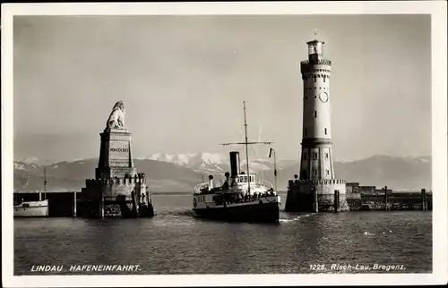 Ak Lindau am Bodensee Schwaben, Hafeneinfahrt