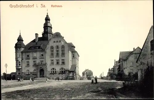 Ak Großröhrsdorf in Sachsen, Rathaus, Markt