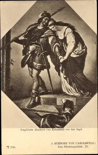 Künstler Ak Schnoor v. Carolsfeld, J., Das Nibelungenlied, IX. Siegfrieds Abschied v. Kriemhild