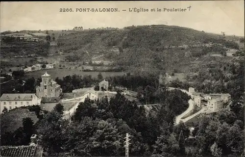 Ak Pont Salomon Haute Loire, L'Église et le Pouletier