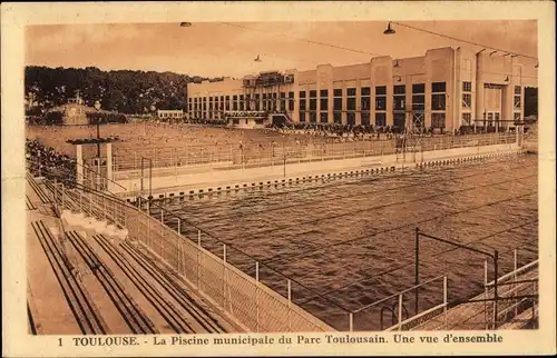 Ak Toulouse Haute Garonne, La Piscine municipale du Parc Toulousain