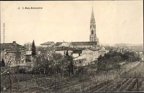 Ak Bon Encontre Lot et Garonne, Église, Vue générale