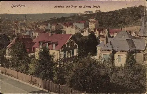 Ak Pforzheim im Schwarzwald, Nagoldtal, Villen der Lameystraße