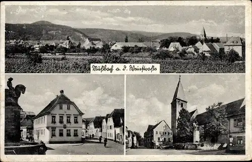 Ak Mußbach Neustadt an der Weinstraße, Gesamtansicht, Straßenpartie, Kirche