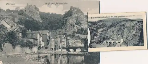 Leporello Ak Idar Oberstein, Schloss, Felsenkirche, Hauptstr., Siedlung Struth, Fuhrs Hütte, Brücke