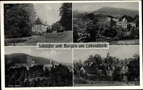 Ak Lüdenscheid im Märkischen Kreis, Schloss Nauenhof, Schloss Odenthal, Burg Altena, Haus Rhade