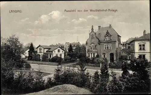 Ak Landau in der Pfalz, Aussicht von der Westbahnhof Anlage