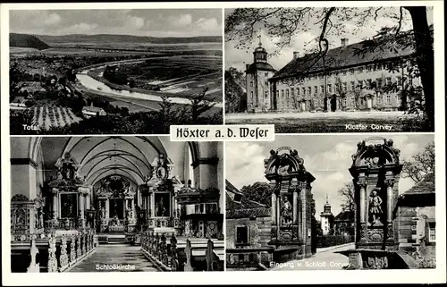 Ak Höxter in Nordrhein Westfalen, Totale, Kloster Corvey, Schlosskirche, Eingang von Schloss Corvey
