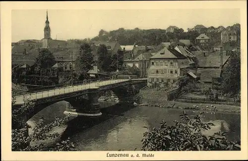 Ak Lunzenau in Sachsen, Brücke, Stadt