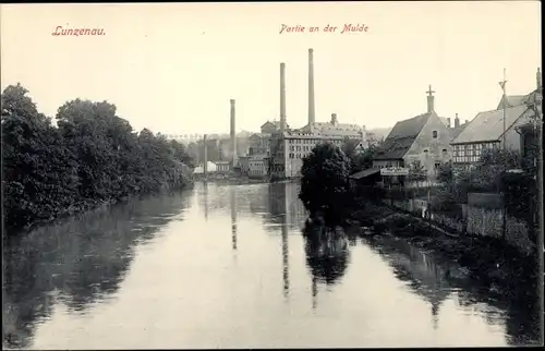 Ak Lunzenau in Sachsen, Partie an der Mulde